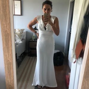 David’s Bridal V-Neck Ruffle Wedding Dress
